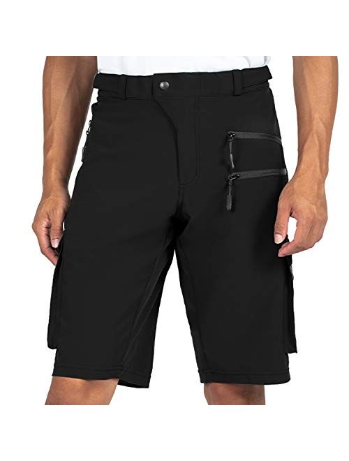 Gouxry Men's-Mountain-Bike-Shorts-Loose-Fit MTB Cycling Biking with 5 Zipper Pockets Bicycle Shorts for Men