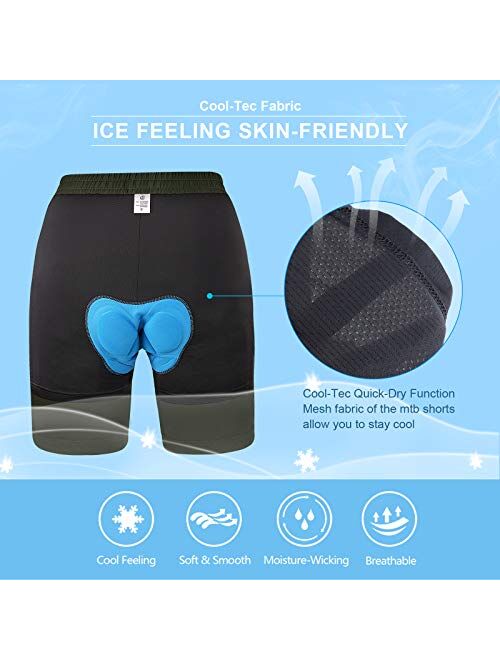 GymBrave Men's Mountain Bike Shorts 3D Padded Cool-Tec Lightweight MTB Cycling Shorts Loose-Fit Bike Shorts