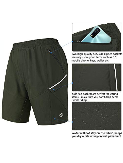 GymBrave Men's Mountain Bike Shorts 3D Padded Cool-Tec Lightweight MTB Cycling Shorts Loose-Fit Bike Shorts