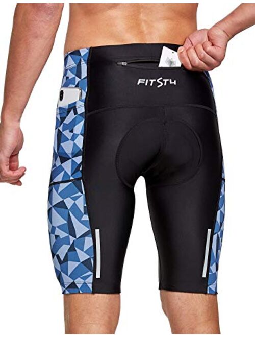 FitsT4 Men's Bike Shorts 3D Padded Cycling Biking Shorts Quick-Dry Road Bike Tights with Pockets