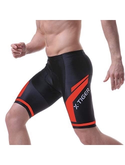 X-TIGER Men's Cycling Shorts with 5D Gel Padded,Long-Distance Road Biking Bicycle Half Pants