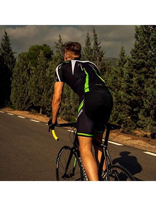 X-TIGER Men's Cycling Shorts with 5D Gel Padded,Long-Distance Road Biking Bicycle Half Pants