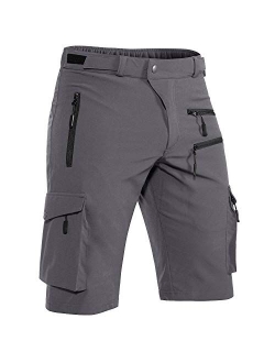 Hiauspor Men's Mountain Bike Shorts Stretch MTB Shorts Quick Dry with Zipper Pocket