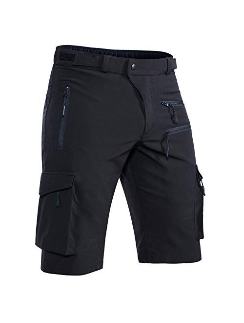 Hiauspor Men's Mountain Bike Shorts Stretch MTB Shorts Quick Dry with Zipper Pocket