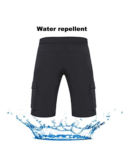 Hiauspor Men's Mountain Bike Shorts Stretch MTB Shorts Quick Dry with Zipper Pocket