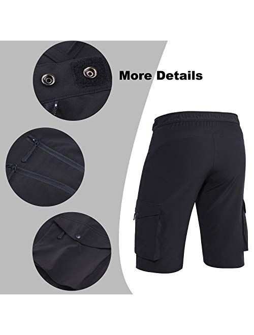 Hiauspor Men's Mountain Bike Shorts Stretch MTB Shorts Quick Dry with Zipper Pocket