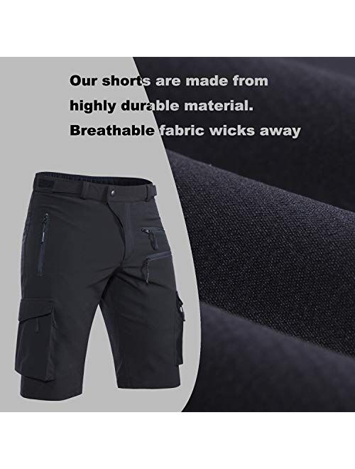 Hiauspor Men's Mountain Bike Shorts Stretch MTB Shorts Quick Dry with Zipper Pocket