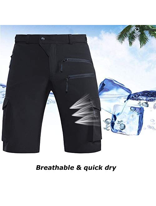 Hiauspor Men's Mountain Bike Shorts Stretch MTB Shorts Quick Dry with Zipper Pocket