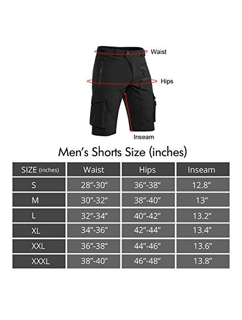 Hiauspor Men's Mountain Bike Shorts Stretch MTB Shorts Quick Dry with Zipper Pocket