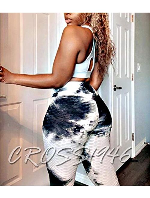 Buy Cross1946 Womens Textured Booty Yoga Pants High Waist Ruched