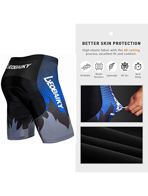 Gouxry Cycling-Shorts-Men-Padded Bike Cycling Biking Bicycle Shorts Tights Road Breathable Quick-Dry with 4D Padding for Men