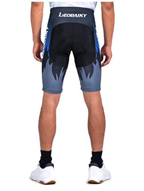 Gouxry Cycling-Shorts-Men-Padded Bike Cycling Biking Bicycle Shorts Tights Road Breathable Quick-Dry with 4D Padding for Men