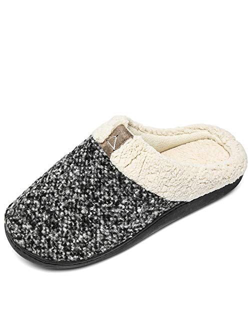 Womens Memory Foam House Slippers Plush Fleece Indoor Outdoor Slippers