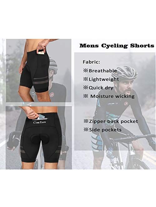 COOrun Men's Cycling Shorts Breathable Padded Mountain Bike Pants Tight-Fit