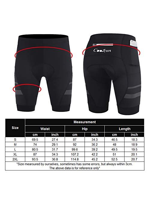 COOrun Men's Cycling Shorts Breathable Padded Mountain Bike Pants Tight-Fit