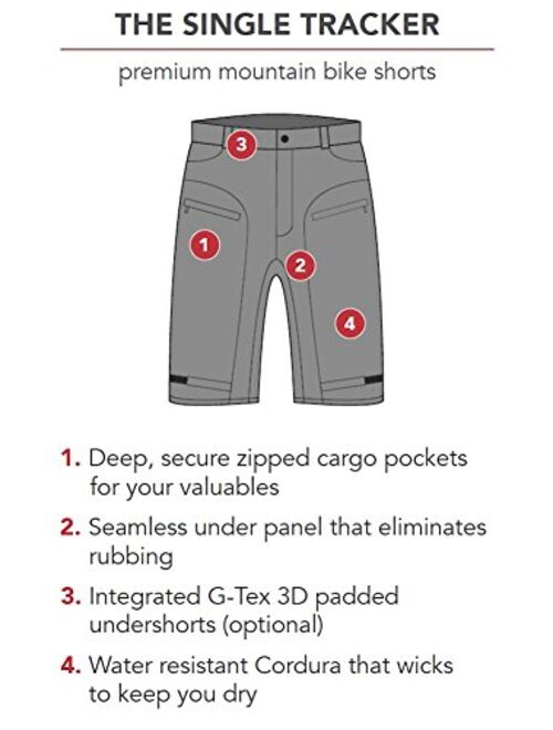 Urban Cycling Apparel The Single Tracker-Mountain Bike Cargo Shorts, with G-Tex Padded Undershorts