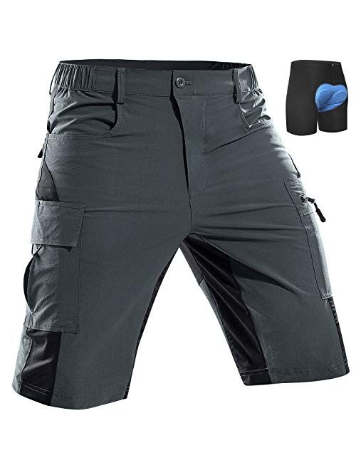 Cycorld Men's Cycling Shorts Padded MTB Mountain Bike Bicycle Shorts Zipper Pockets Quick Dry