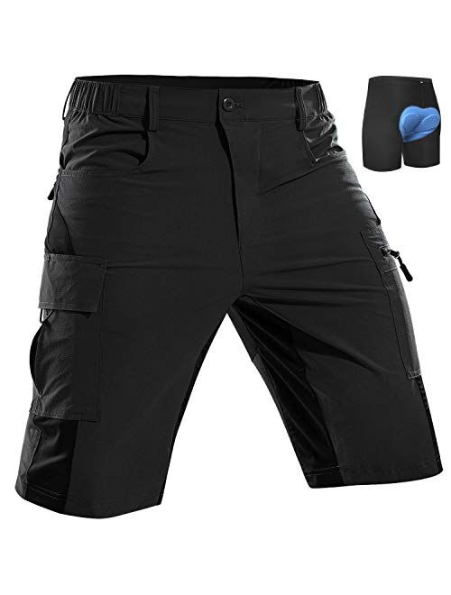 Cycorld Men's Cycling Shorts Padded MTB Mountain Bike Bicycle Shorts Zipper Pockets Quick Dry