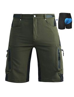 Cycorld Mountain Bike Shorts Mens MTB Biking Baggy Padded Cycling Short Removable Padding Liner