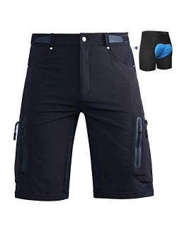 Cycorld Mountain Bike Shorts Mens MTB Biking Baggy Padded Cycling Short Removable Padding Liner