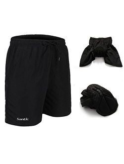 Santic Men's Cycling Shorts Padded Bicycle Bikes Shorts Loose Black