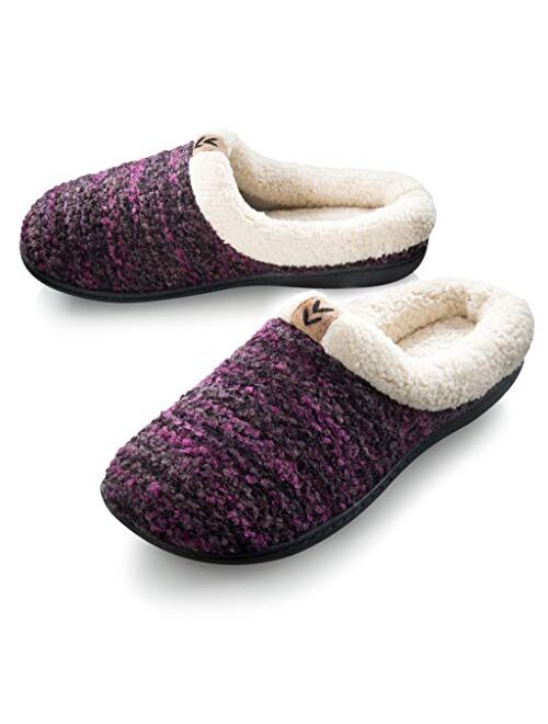 Roxoni Womens Knitted Fleece Lined Clog Slippers Warm House Shoe