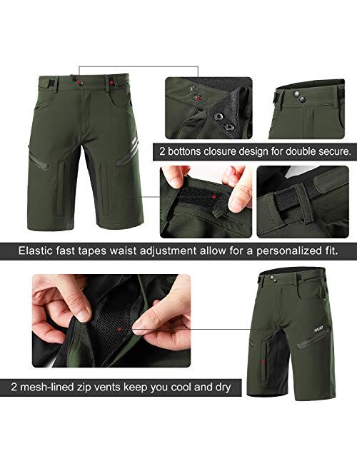 ARSUXEO Mens Bike Shorts,Cycling Shorts,Mountain Bike Shorts MTB Shorts Loose Fit with Moisture-Wicking Waistband