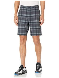 Jack Nicklaus Men's Standard Flat Front Plaid Golf Short with Active Waistband