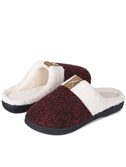 Women's Memory Foam House Slippers Comfort Wool-Like Plush Fleece Lined House Shoes for Indoor & Outdoor