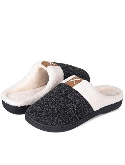 Women's Memory Foam House Slippers Comfort Wool-Like Plush Fleece Lined House Shoes for Indoor & Outdoor