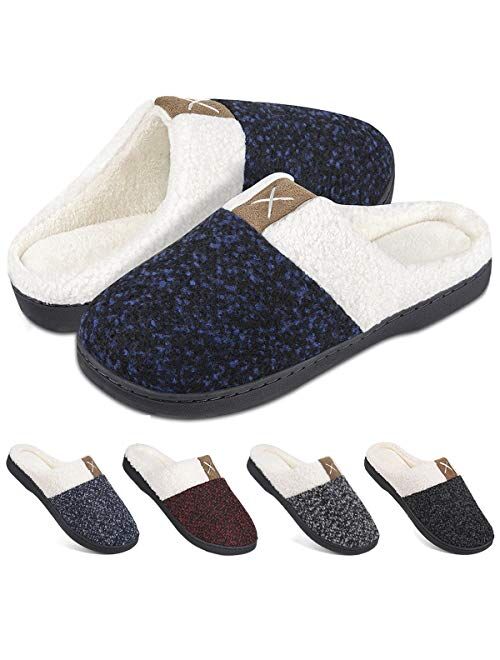 Women's Memory Foam House Slippers Comfort Wool-Like Plush Fleece Lined House Shoes for Indoor & Outdoor