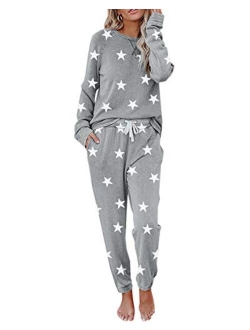 Eurivicy Women's Solid Sweatsuit Set 2 Piece Long Sleeve Pullover and Drawstring Sweatpants Sport Outfits Sets