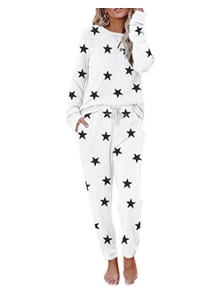 Eurivicy Women's Solid Sweatsuit Set 2 Piece Long Sleeve Pullover and Drawstring Sweatpants Sport Outfits Sets