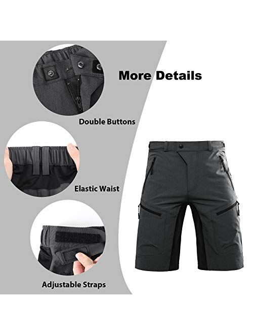 Hiauspor Mens-Mountain-Bike-Shorts-Baggy-MTB-Shorts-Loose-Fit-Biking-Cycling-Short with Pockets