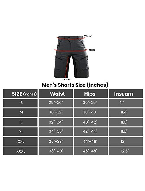 Hiauspor Mens-Mountain-Bike-Shorts-Baggy-MTB-Shorts-Loose-Fit-Biking-Cycling-Short with Pockets