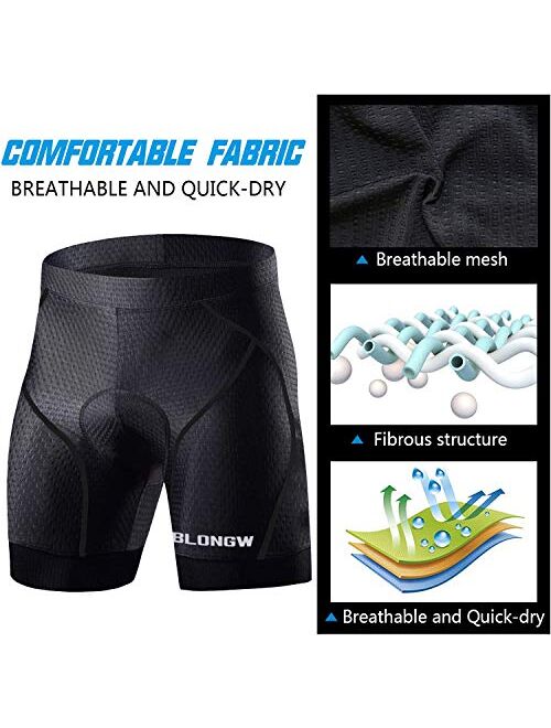 Men's Cycling Shorts Padded Bicycle Riding Pants Bike Biking Clothes Cycle Wear Tights with Anti-Slip Leg Grips