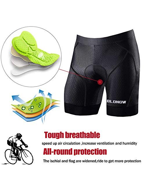 Men's Cycling Shorts Padded Bicycle Riding Pants Bike Biking Clothes Cycle Wear Tights with Anti-Slip Leg Grips