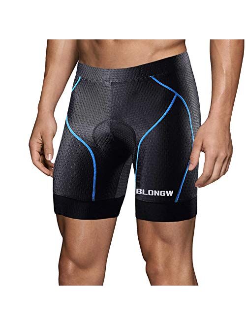 Men's Cycling Shorts Padded Bicycle Riding Pants Bike Biking Clothes Cycle Wear Tights with Anti-Slip Leg Grips