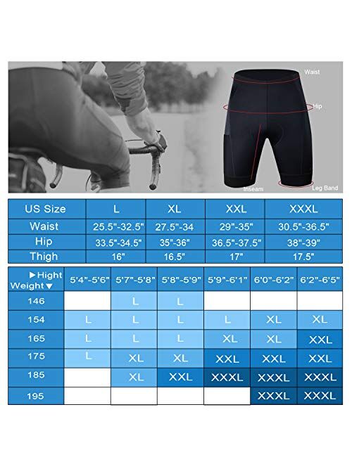 CYCWEAR Men's Bike Shorts 4D Coolmax Padded Cycling Shorts Tight Bicycle Shorts, Breathable and Absorbent, Quick-Dry