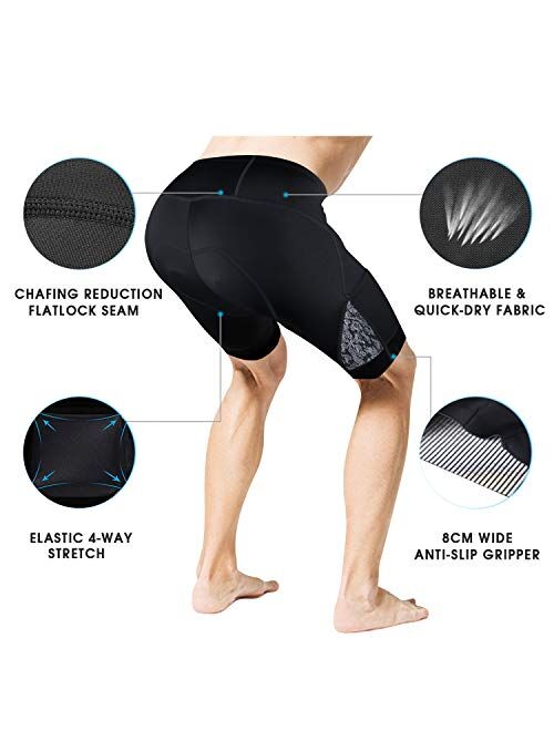 CYCWEAR Men's Bike Shorts 4D Coolmax Padded Cycling Shorts Tight Bicycle Shorts, Breathable and Absorbent, Quick-Dry