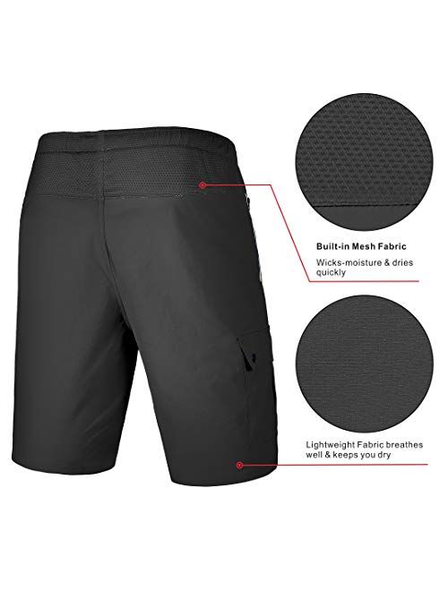 qualidyne Men's Mountain Bike Shorts 3D Padded Lightweight MTB Cycling Shorts with Loose Fit -Quick Dry