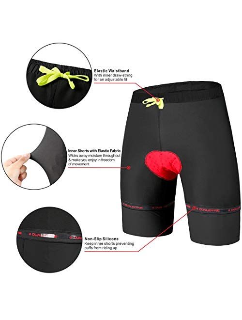 qualidyne Men's Mountain Bike Shorts 3D Padded Lightweight MTB Cycling Shorts with Loose Fit -Quick Dry