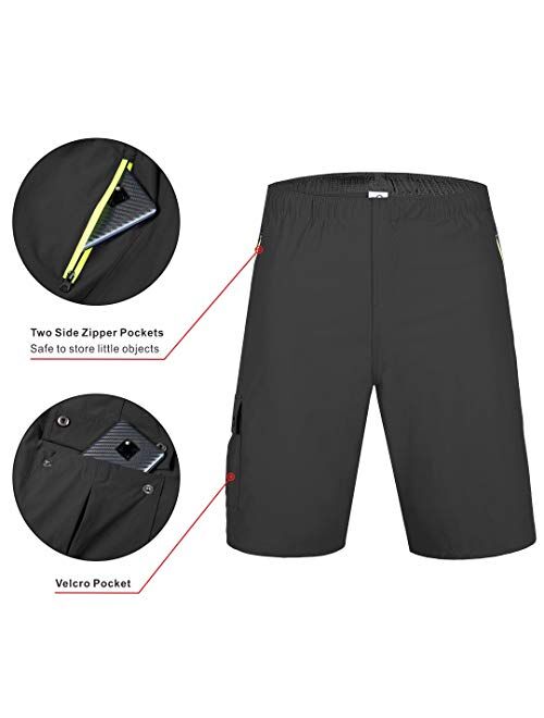 qualidyne Men's Mountain Bike Shorts 3D Padded Lightweight MTB Cycling Shorts with Loose Fit -Quick Dry