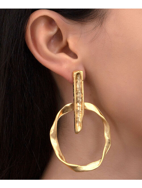 14k Gold-Plated Curved Geometric Drop Earrings