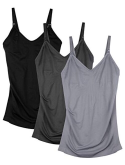 DAISITY Womens Maternity Nursing Tank Cami for Breastfeeding with Adjustable Straps