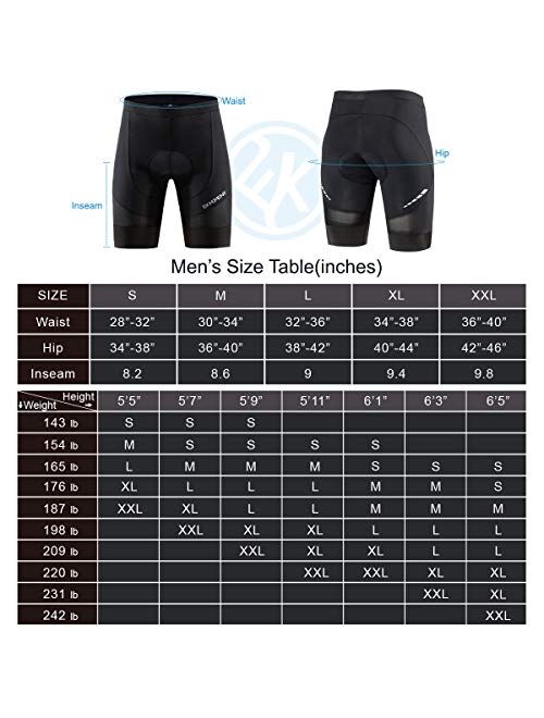 EKMOMENT Men's Cycling Shorts 4D Foam Padded Bicycle Riding Half Pants Bike Biking Cycle Tights