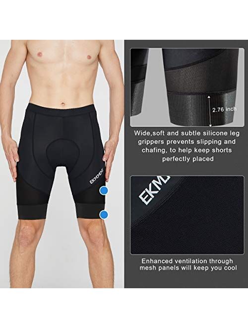 EKMOMENT Men's Cycling Shorts 4D Foam Padded Bicycle Riding Half Pants Bike Biking Cycle Tights