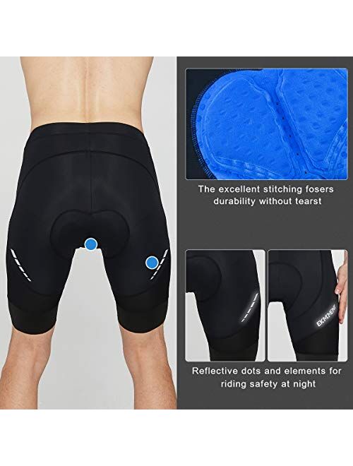 EKMOMENT Men's Cycling Shorts 4D Foam Padded Bicycle Riding Half Pants Bike Biking Cycle Tights