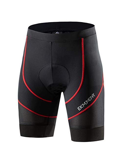 EKMOMENT Men's Cycling Shorts 4D Foam Padded Bicycle Riding Half Pants Bike Biking Cycle Tights