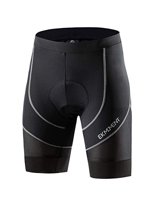 EKMOMENT Men's Cycling Shorts 4D Foam Padded Bicycle Riding Half Pants Bike Biking Cycle Tights